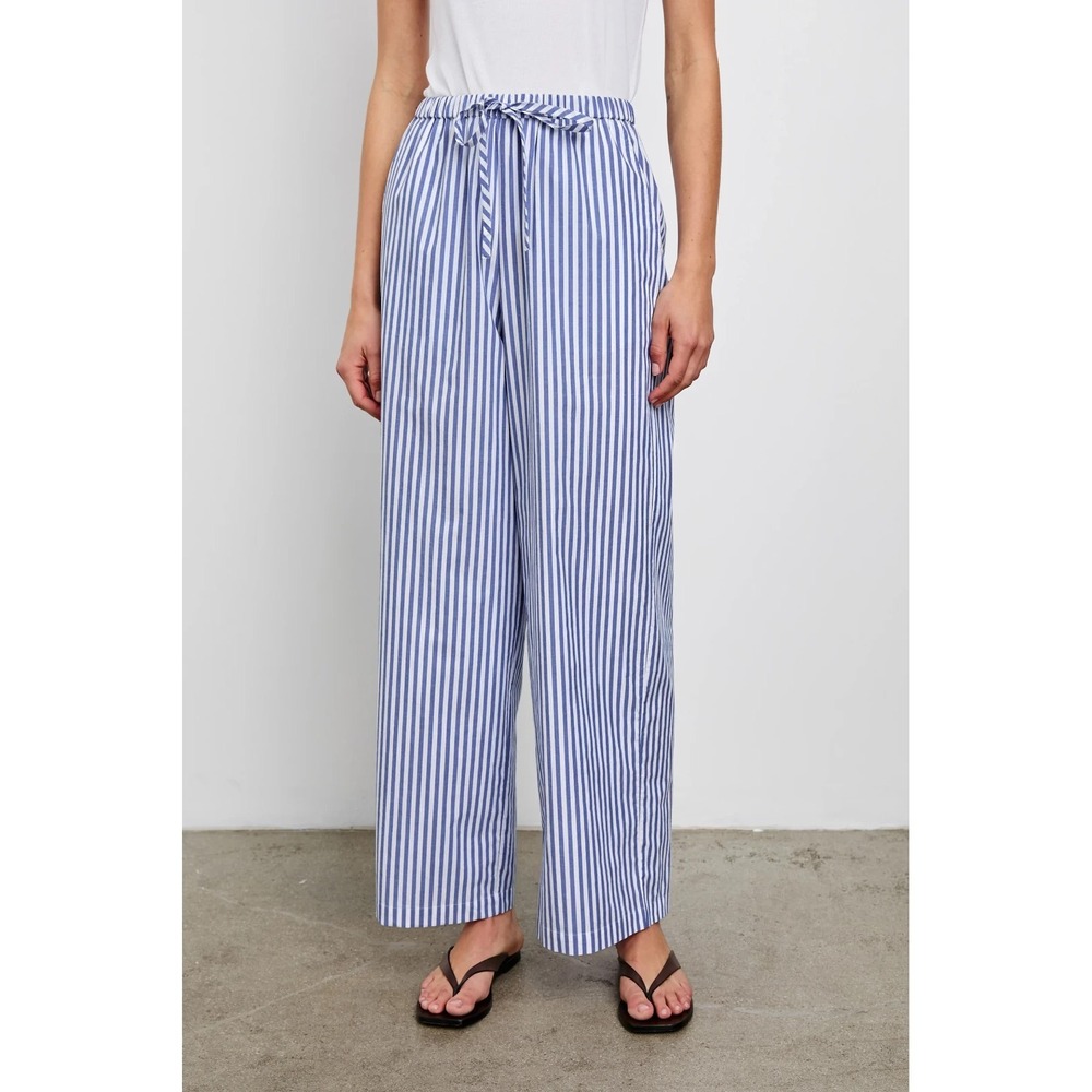 Rails Emmie Blue White 100% Cotton Wide Legs Pants M wide-leg high-rise Light